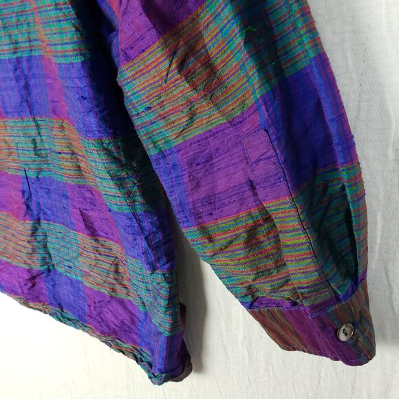 Vintage Chico's Design Shirt Blouse Slubbed Silk Holographic Shimmery size 3/ XL - Picture 10 of 13